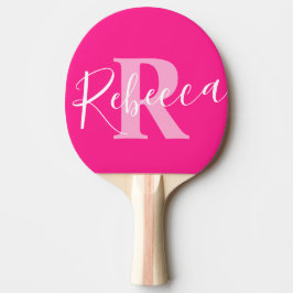 Pala De Ping Pong Nombre y letra de monograma R personalizado rosa