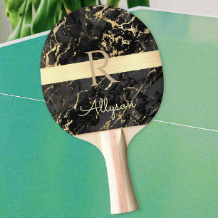 Pala De Ping Pong Nombre y monograma personalizados, barra dorada, m