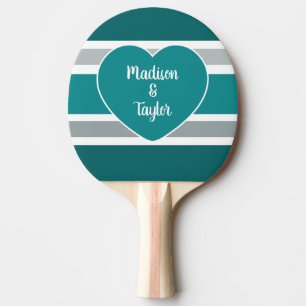 Pala De Ping Pong Nombres de encargo de las rayas y del corazón y