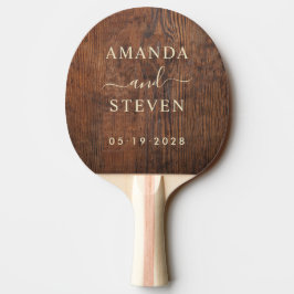 Pala De Ping Pong Nombres de Pareja de Madera de Nogal Oscuro con Bo