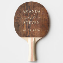 Pala De Ping Pong Nombres de Pareja de Madera de Nogal Oscuro con Bo