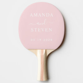 Pala De Ping Pong Nombres de Pareja Susurro Rosa con Fecha de Boda