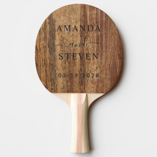 Pala De Ping Pong Nombres de parejas de madera de cedro crudo con fe (Reverso)