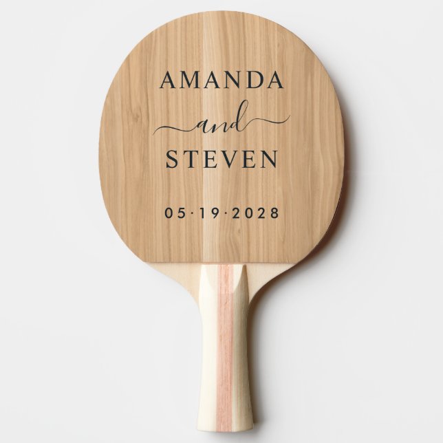 Pala De Ping Pong Nombres de parejas de madera de roble blanco con f (Reverso)