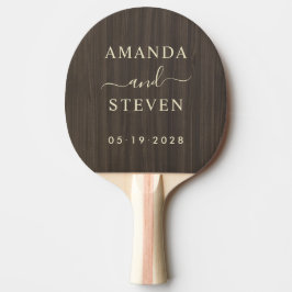 Pala De Ping Pong Nombres de parejas de madera moderna oscura con bo