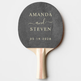 Pala De Ping Pong Nombres de parejas de piedra de pizarra oscura con