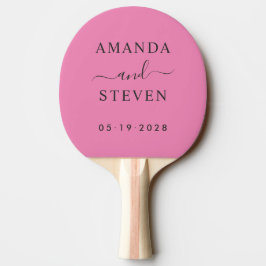 Pala De Ping Pong Nombres de parejas rosas y negros con fecha de bod