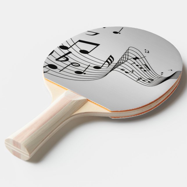 Pala De Ping Pong Notas musicales en plata (Ángulo frontal)