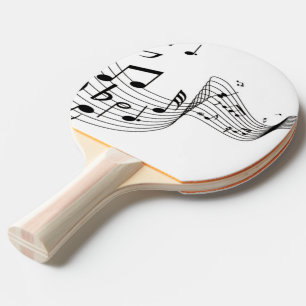 Pala De Ping Pong Notas Musicales sobre Blanco con Nombre Cubierta p