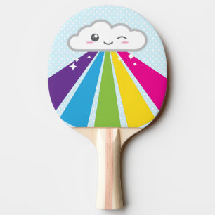 Pala De Ping Pong Nube Kawaii y arcoiris Pong Paddle