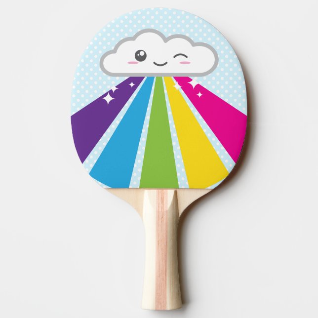 Pala De Ping Pong Nube Kawaii y arcoiris Pong Paddle (Reverso)
