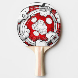 Pala De Ping Pong Nubes de lucha rojas de estilo cómico