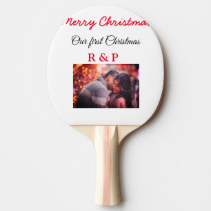Pala De Ping Pong Nuestra primera Navidad agregar nombre foto boda c