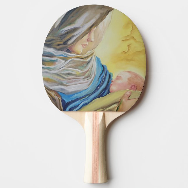 Pala De Ping Pong Nuestra Señora del Silencio agarrando al bebé Jesú (Anverso)