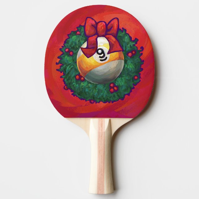 Pala De Ping Pong Nueve pelotas en Navidades rojos (Reverso)