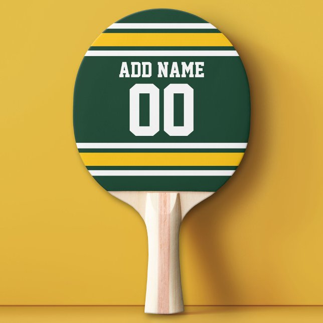 Pala De Ping Pong Número de Jersey de Jersey de Green Yellow Sports  (Custom Ping Pong Paddle - Team or College colors Sports Jersey)