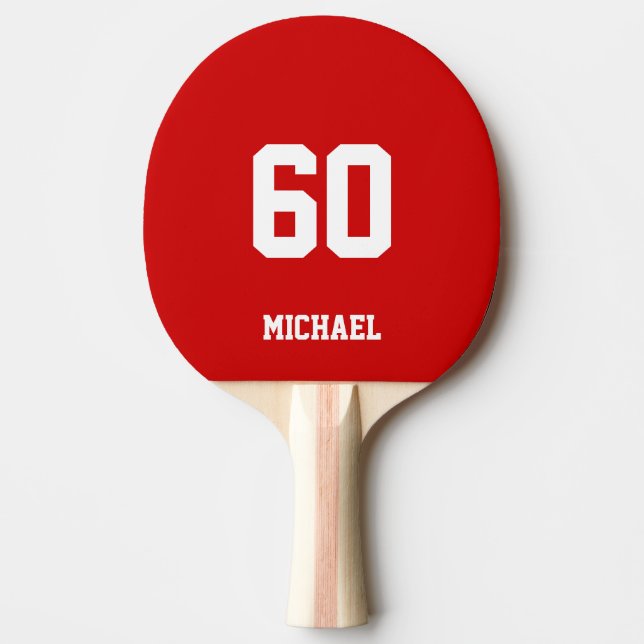 Pala De Ping Pong Número de nombre rojo personalizado (Anverso)