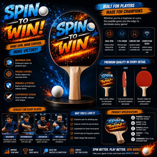 Pala De Ping Pong Nunca te rindas – Diseño de Mentalidad de Poder (Subido por el creador)
