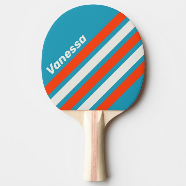 Pala De Ping Pong Ocaso Retro Marea Rápida Franjas en Ángulo con Nom (Anverso)
