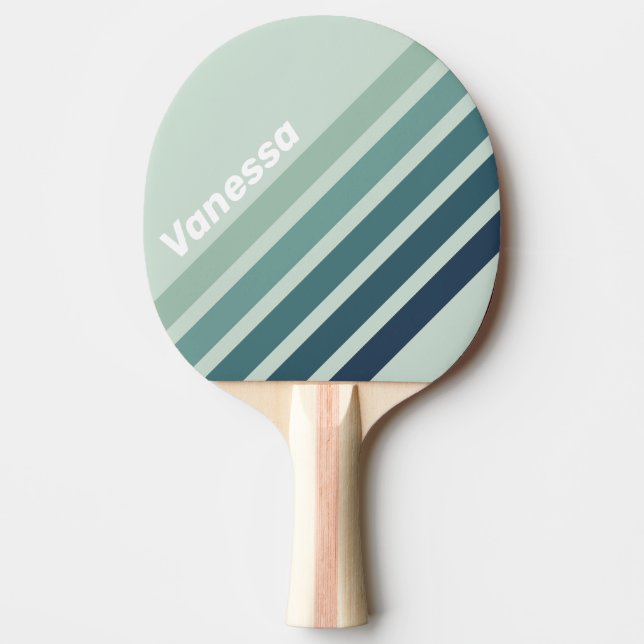 Pala De Ping Pong Ocean Green Nostalgic Angled Striping with Name (Anverso)