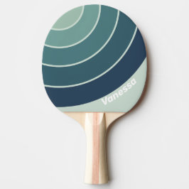 Pala De Ping Pong Ocean Green Nostalgic Circle Stripe with Name