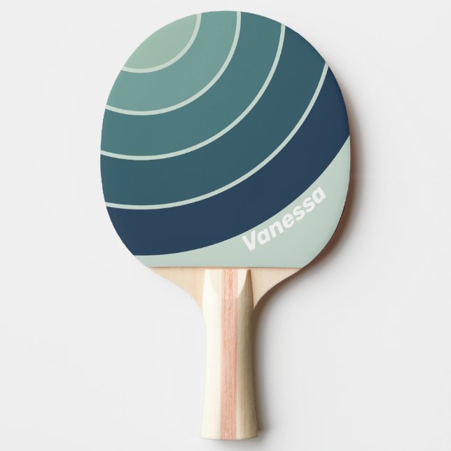 Pala De Ping Pong Ocean Green Nostalgic Circle Stripe with Name (Anverso)
