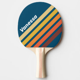 Pala De Ping Pong Ocean Vintage Vibe Angled Striping with Name