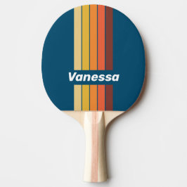 Pala De Ping Pong Ocean Vintage Vibe Pin Striped with Name
