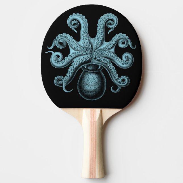 Pala De Ping Pong Octopus verde azulado sobre el remo de Ping Pong (Anverso)