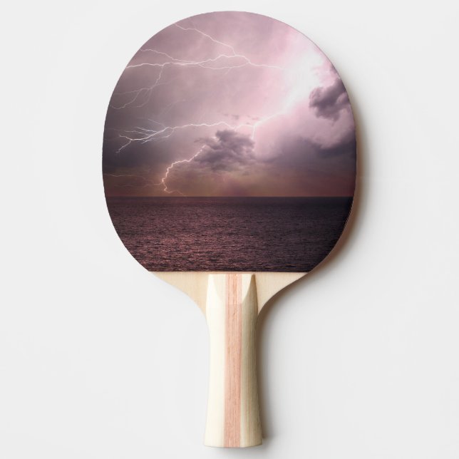Pala De Ping Pong Ola de relámpago de la tormenta del mar (Anverso)