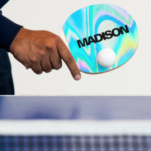Pala De Ping Pong Ola holográfica de nombre personalizado genial y l