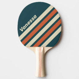 Pala De Ping Pong Ola Retro con Franjas en Ángulo y Nombre
