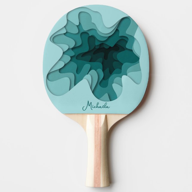 Pala De Ping Pong Olas de Turquesa Modernas Personalizadas (Anverso)
