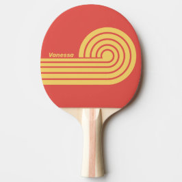 Pala De Ping Pong Olas retro de puesta de sol con rayas de rizo dobl