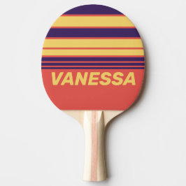 Pala De Ping Pong Olas Retro Puesta de Sol Franjas en el Horizonte c