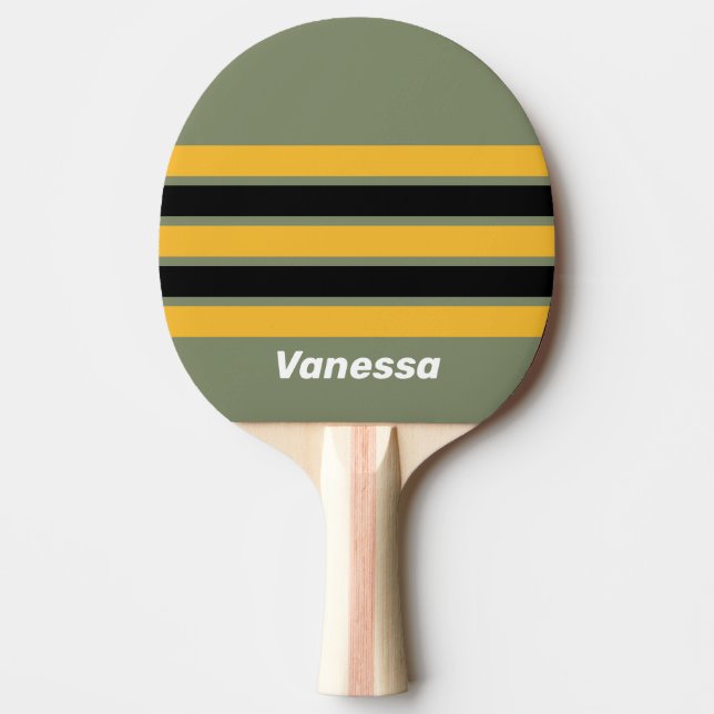 Pala De Ping Pong Olive Nightlight Across Striping with Name (Anverso)