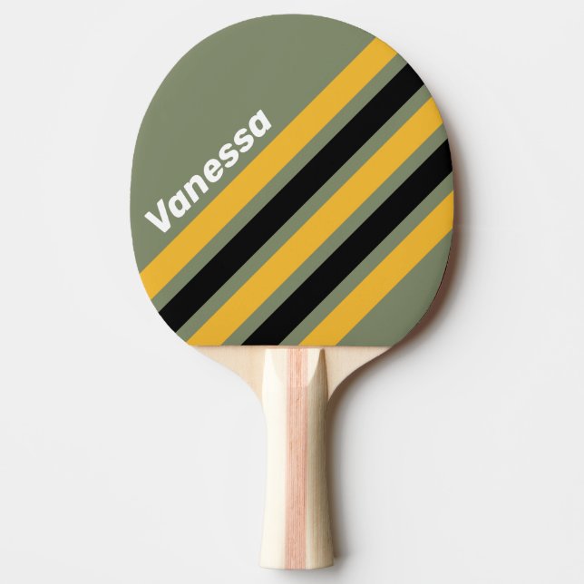 Pala De Ping Pong Olive Nightlight Angled Striping with Name (Anverso)