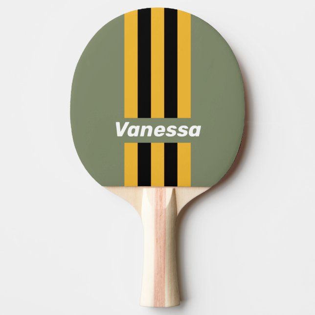 Pala De Ping Pong Olive Nightlight Pin Stripes with Name (Anverso)
