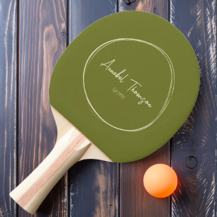 Pala De Ping Pong Olivo Dulce Moderno de Mitad de Siglo con Nombre