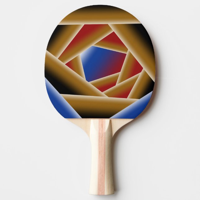 Pala De Ping Pong Ombre de oro rojo azul negro abismal arte abstract (Anverso)
