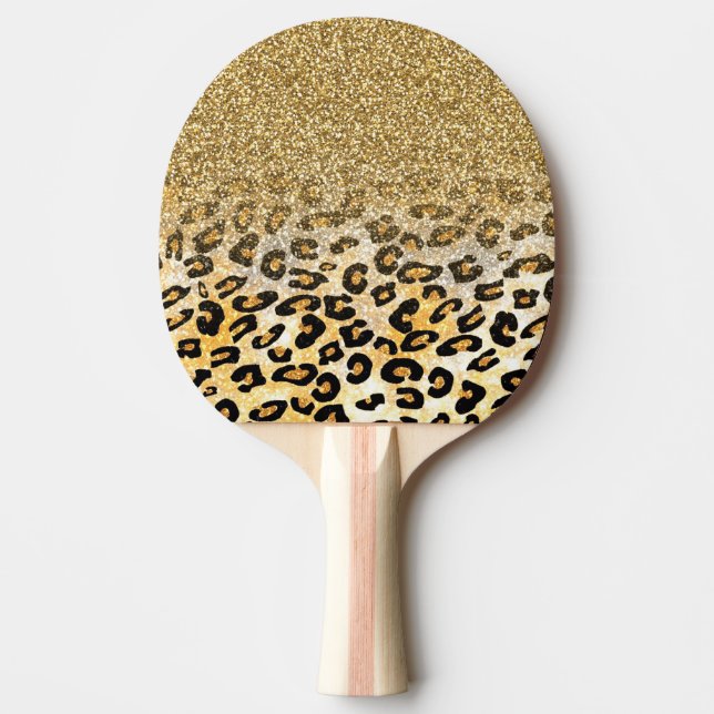 Pala De Ping Pong Ombre Purpurina de oro del patrón Leopard moderno (Anverso)