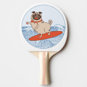 Pala De Ping Pong Onda montando perro de cerdo feliz en la tabla de 
