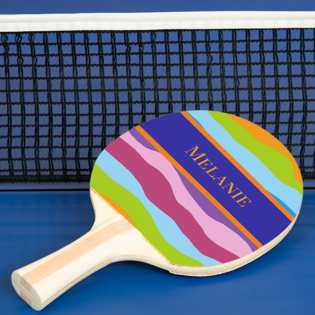 Pala De Ping Pong Ondas coloridas con nombre (in situ)