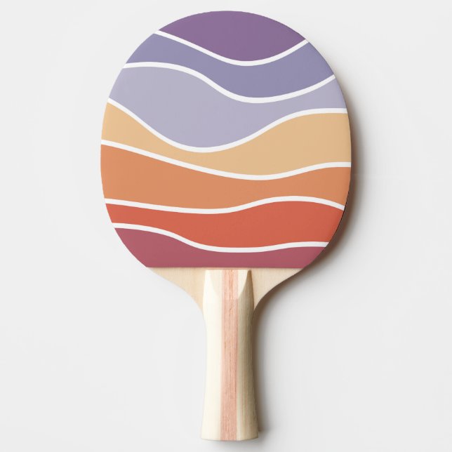 Pala De Ping Pong Ondas de estilo retro púrpura y naranja (Anverso)