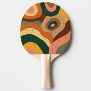 Pala De Ping Pong Ondas y puntos retro Groovy con colores vibrantes