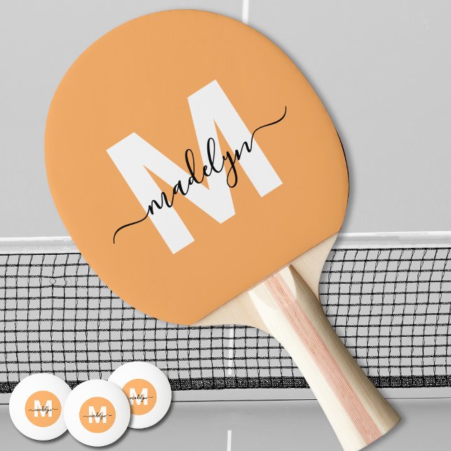 Pala De Ping Pong Orange Monogram (Orange Monogram Ping Pong Paddle)