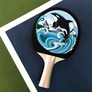 Pala De Ping Pong Orca Majestuosa Ballena Asesina Olas Azules Océano