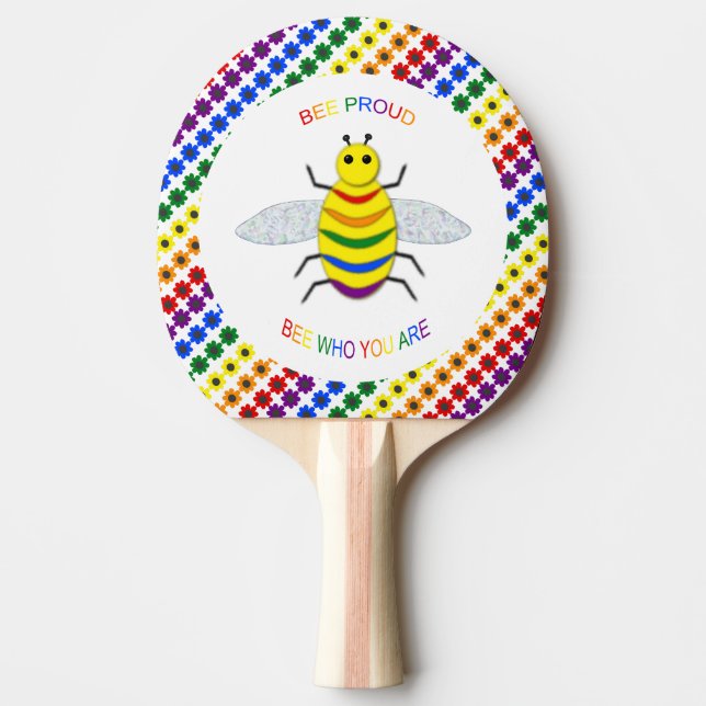 Pala De Ping Pong Orgulloso arcoíris y flores de la comunidad LGBT (Anverso)