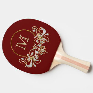 Pala De Ping Pong ORNAMENTO DE RETRO DE botones + su monograma