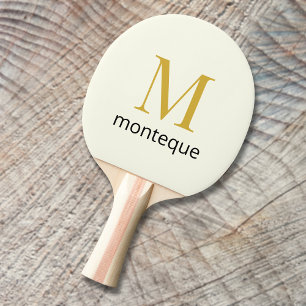 Pala De Ping Pong Oro de Crema Monograma Nombre Personalizado Regalo